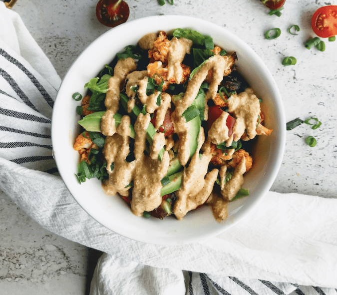 Buffalo Cauliflower Taco Bowl [Vegan]