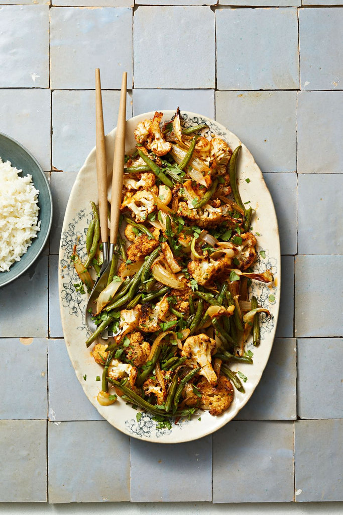 Spice-Roasted Cauliflower with Green Beans