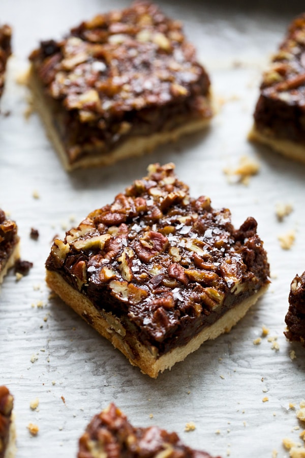 Chocolate Pecan Pie Bars with Brown Butter