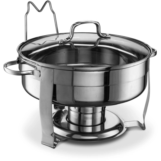 Kook Stainless Steel Chafing Dish Buffet Set with Glass Viewing Lid - 4-1/2-qt