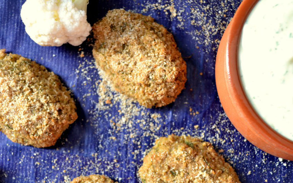 Cauliflower Tots With Herbed Tofu Dip [Vegan, Gluten-Free]