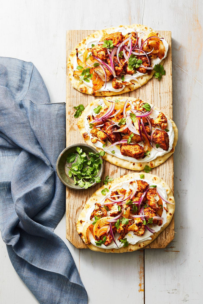 Tandoori-Spiced Cauliflower Chicken Flatbreads