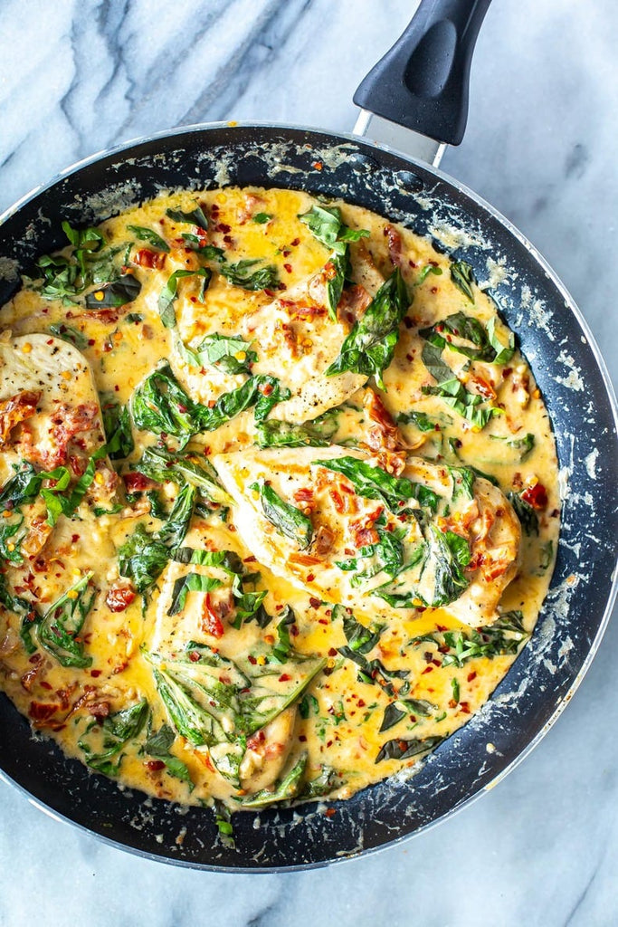 Creamy Basil Chicken Skillet {One Pan}