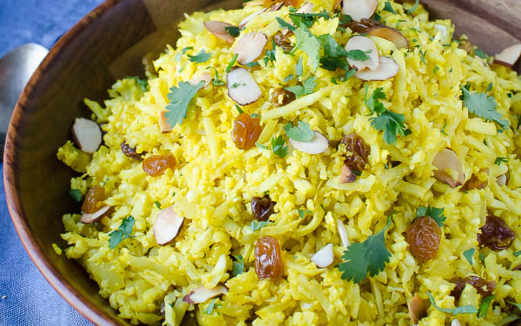 Curried Cauliflower Rice Pilaf [Vegan]