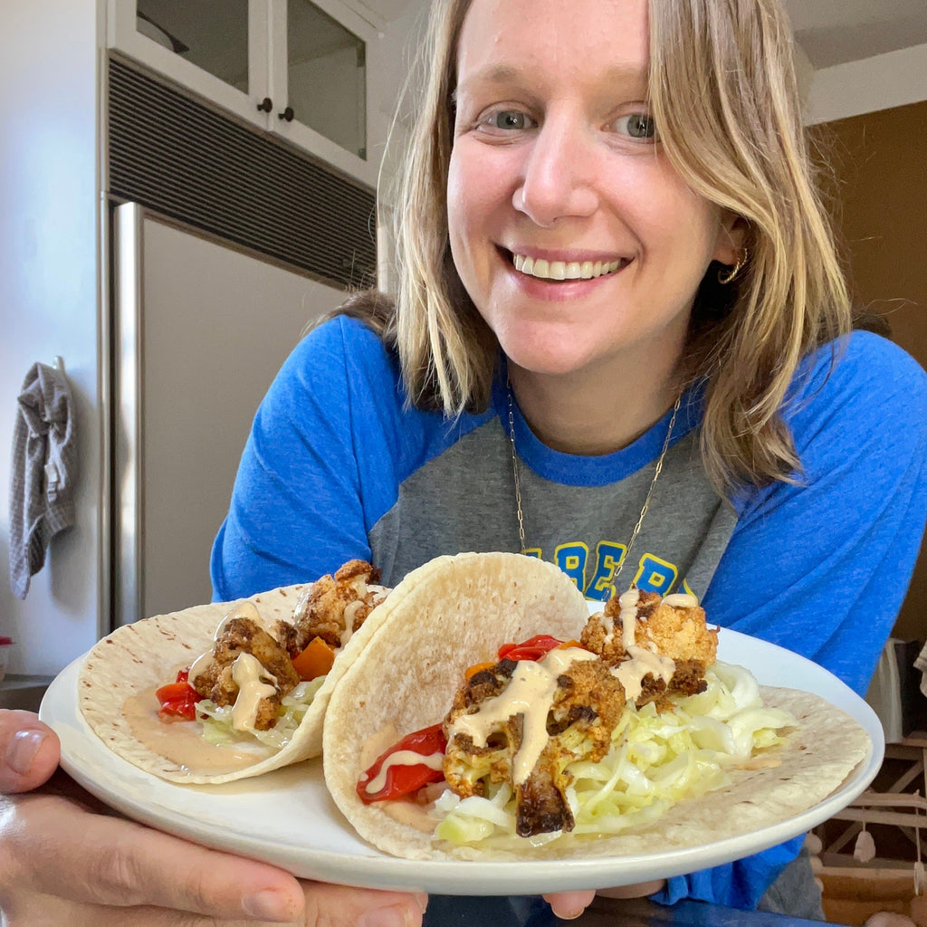 Mediterranean Bell Pepper + Cauliflower Tacos (plant-based)