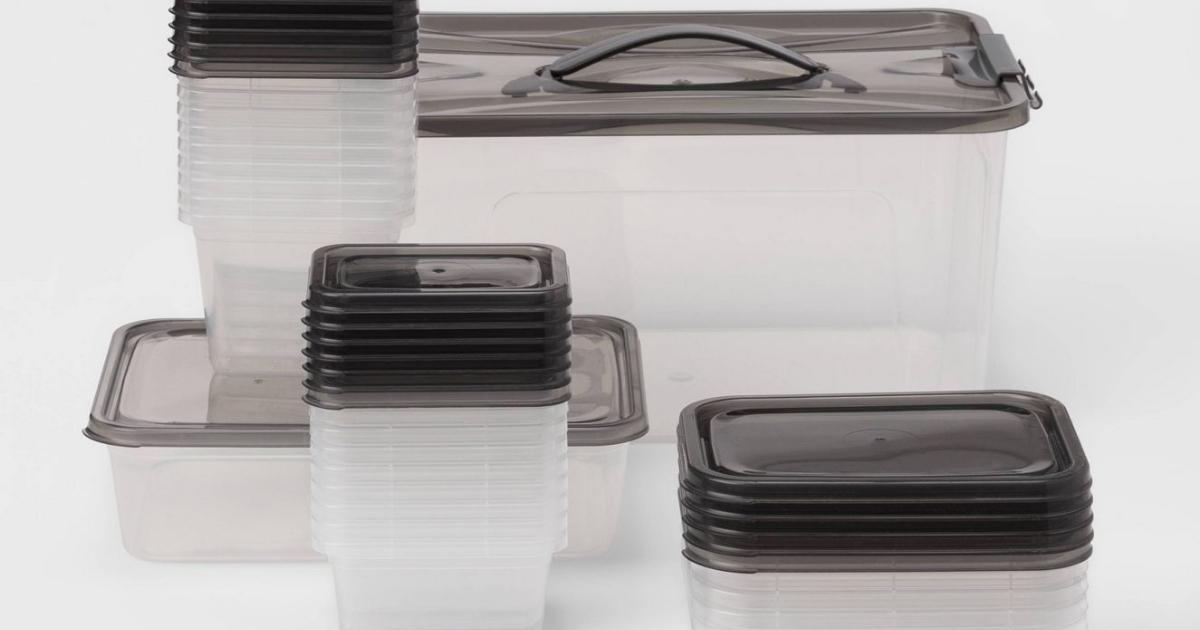 Room Essentials 50-Piece Food Container Set w/ Storage Tote ONLY $5 on ...