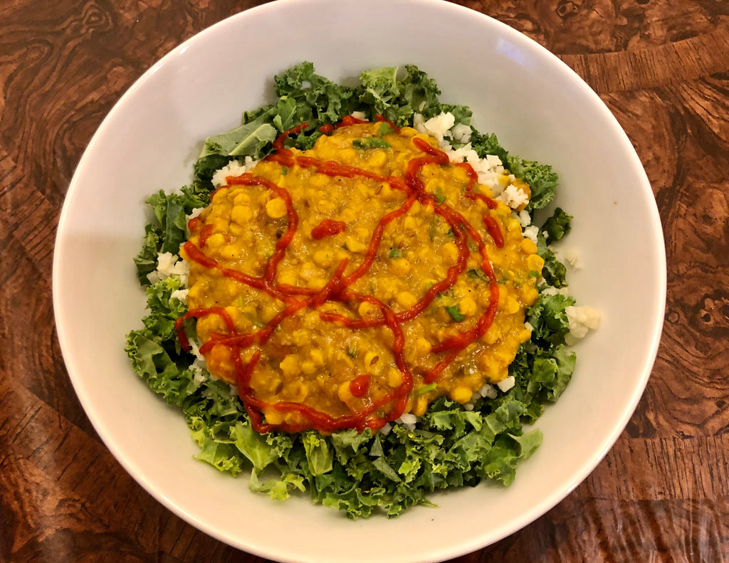 Chana dal with kale and cauliflower rice. 9/17/22