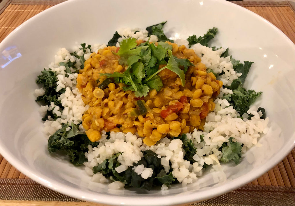 Instant Pot Chana dal with rice and kale. 2/6/23