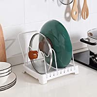 LINFIDITE Pot Lid Holder Organizer with 3 Adjustable Dividers only $4.00