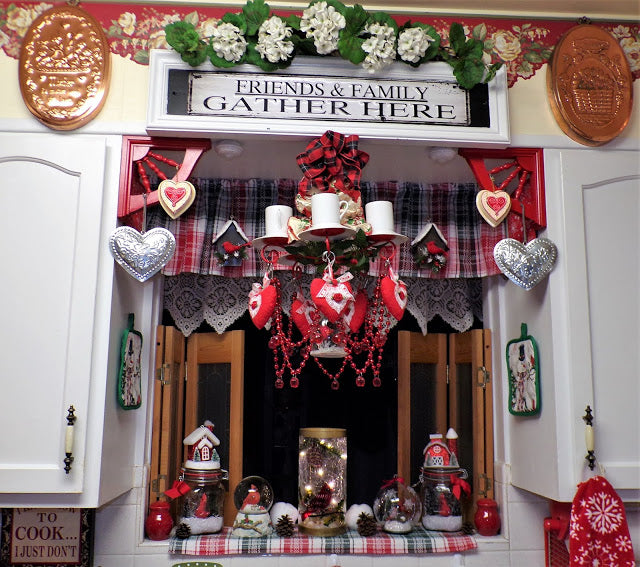 Winter/Valentines Vignettes and What I Made from A Tablecloth in the Kithen, 2020