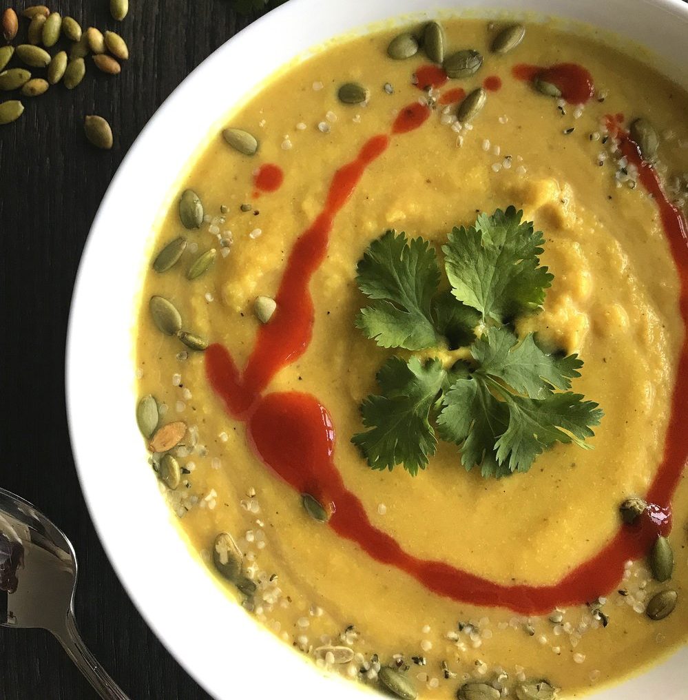 Golden Roasted Cauliflower Turmeric Coconut Soup [Vegan, Gluten-Free]