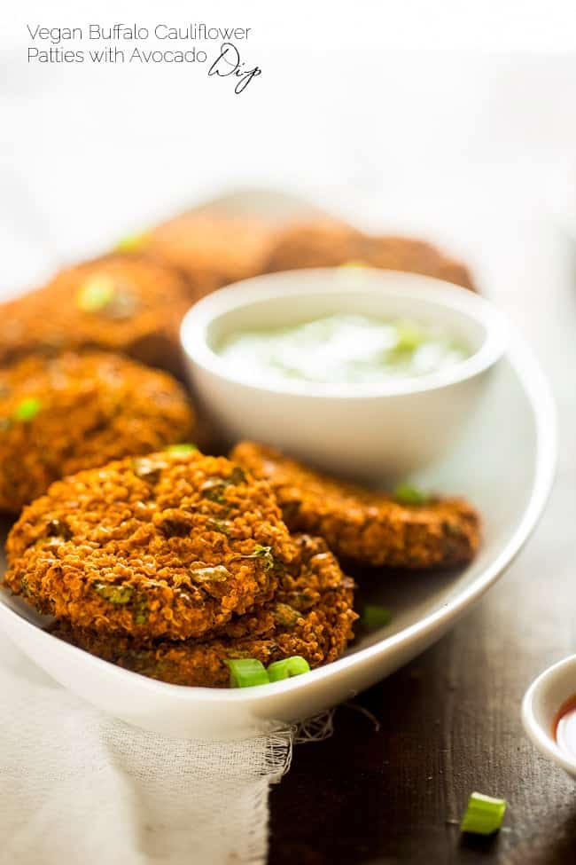 Vegan Buffalo Patties with Avocado Dip {Gluten Free}