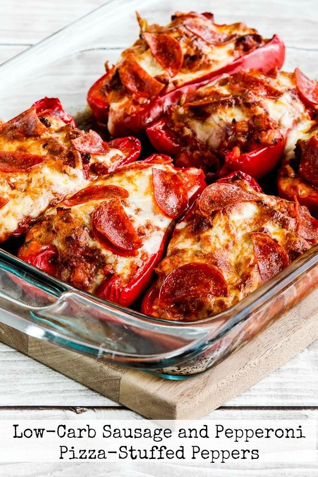 Low-Carb Sausage and Pepperoni Pizza-Stuffed Peppers (VIDEO)
