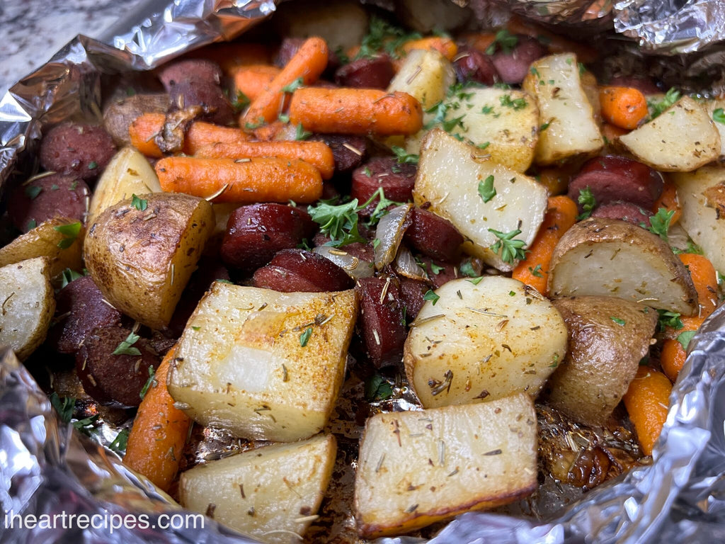 Smoked Sausage, Carrot,  & Potato Sheet Pan Dinner
