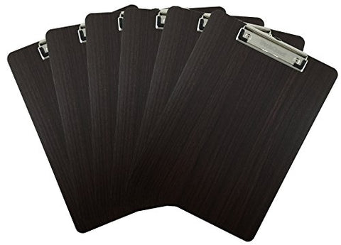 Clipboard Dark Grain Vinyl Surface Low Profile Clip Hardboard Single (Pack of 6)