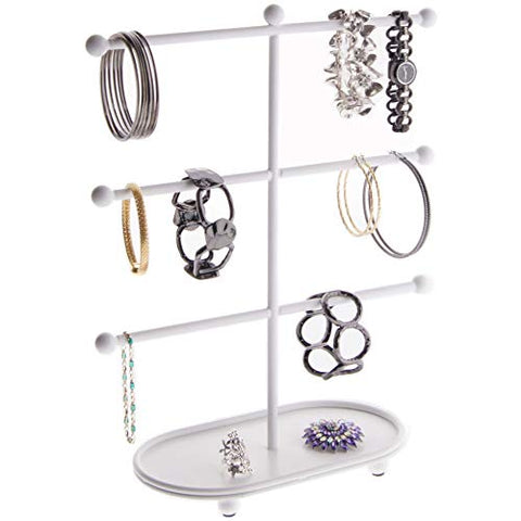 Angelynn's Large Bracelet Holder Organizer Tree Stand Display Hanging Jewelry Storage Hoop Earring Rack, Amy White