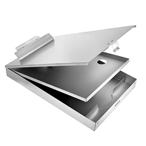 AdirOffice Aluminum Dual Storage Clipboard - Multi Compartment Desktop File Holder - Quick Access Paper References for School Office & Home Use