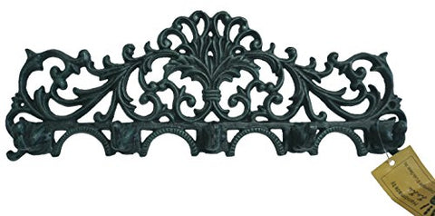 LuLu Decor, Cast Iron Fleur De Lis Curly Key Hook (Green)