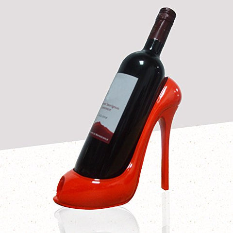 Wine Rack Creative High Heel Shoe Design Tabletop Free Standing Wine Storage Holders Stands for Bar Wine Cellar Wedding Party Decor New Year Gift (Red)