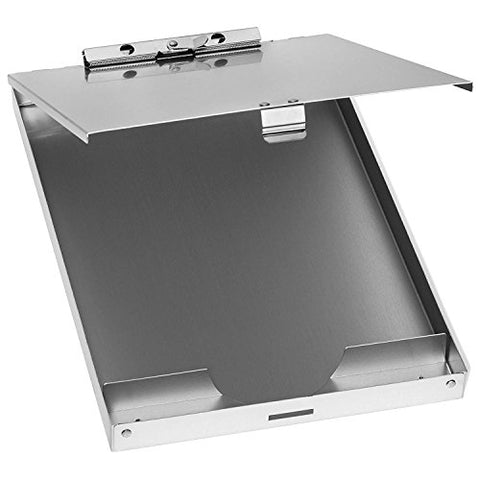 Blue Summit Supplies Aluminum Storage Clipboard, 1 Compartment, Small Heavy Duty Clip for Letter Paper, Great for Office, Jobsite or Classroom