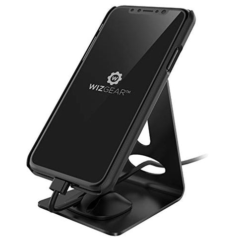 Cell Magnetic Phone Stand, WizGear Premium Phone Holder for iPhones, Android Smartphones & Mini Tablets –Sturdy Metal Phone Stand for Desk with Smart Cord Holder, Magnetic Cell Phone Mount