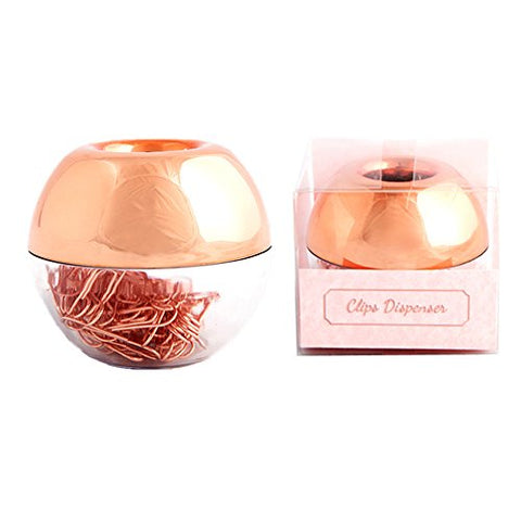 METAN 100pcs Rose Gold Paper Clips 28mm in Magnetic Lid Acrylic Paper Clip Holder for Office Supplies Desk Organizer