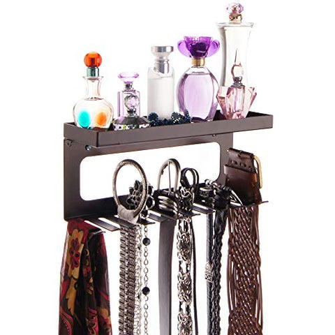 Angelynn's Belt Holder Organizer Hooks Wall Mount Hanging Closet Storage Rack Men's Valet Shelf, Arinn Rubbed Bronze