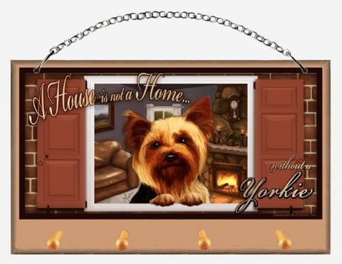Yorkshire Terrier (Yorkie) "Paws on the Windowsill" A House is Not a Home Key and Leash Holder featuring the art of Scott Rogers