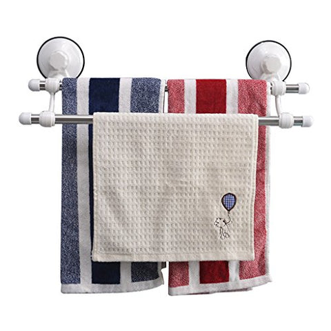 Ping Bu Qing Yun Strong Suction Cup Towel Rack Stainless Steel Double Towel Bar Bathroom Bathroom Towel Rack Wall Mount 46.5cm16.5cm8.8cm Towel Rack