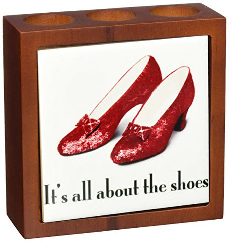 3dRose ph_108339_1 Its All About The Shoes, Ruby Slippers Wizard of Oz-Tile Pen Holder, 5-Inch