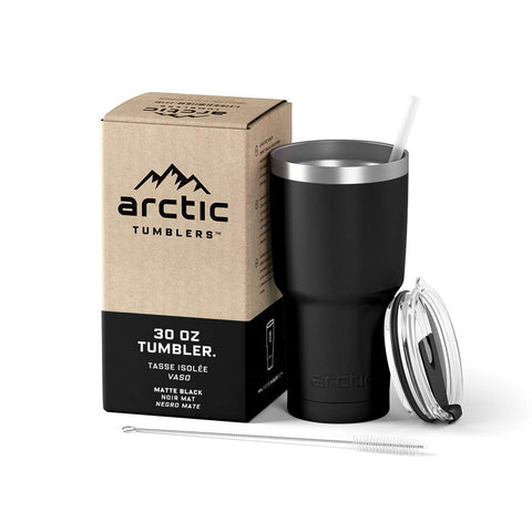 Arctic Tumblers Stainless Steel Camping & Travel Tumbler with Splash Proof Lid and Straw, Double Wall Vacuum Insulated, Premium Insulated Thermos (30 oz Tumbler + Handle, Turquoise)
