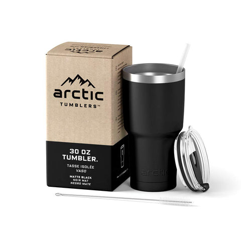 Arctic Tumblers Stainless Steel Camping & Travel Tumbler with Splash Proof Lid and Straw, Double Wall Vacuum Insulated, Premium Insulated Thermos (30 oz Tumbler, Stainless Steel1)