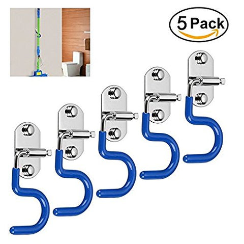 5 pack Mop Broom Holder, Dailyextreme Stainless Steel S-Type Wall Mount Kitchen Bathroom Mop and Broom Holder Organizer Space Saving Storage Rack Hooks