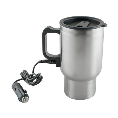 Enshey 12V Stainless Steel Heated Travel Mug Cup for Car Heated Thermos Coffee Tea Espresso Appliance with Charger