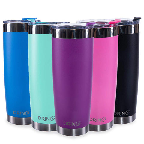 Drinco - Stainless Steel Tumbler | Double Walled Vacuum Insulated Mug With Spill Proof Lid For Hot & Cold Drinks | Pink | Coffee Mug for Hiking, Camping & Traveling | BPA Free | 20oz