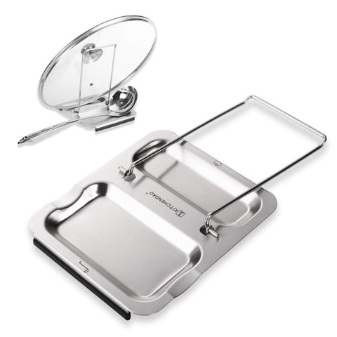 Lid and Spoon Rest - Foldable for Easy Storage| Anti-slip base丨Utensils Lid Holder with Food-grade 304 Stainless Steel| Prevents Splatters Drips | Easy to Clean by Kitchendao