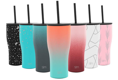 Simple Modern 20oz Classic Tumbler with Straw Lid & Flip Lid - Travel Mug Gift Vacuum Insulated Coffee Beer Pint Cup - 18/8 Stainless Steel Water Bottle Ombre: Havana