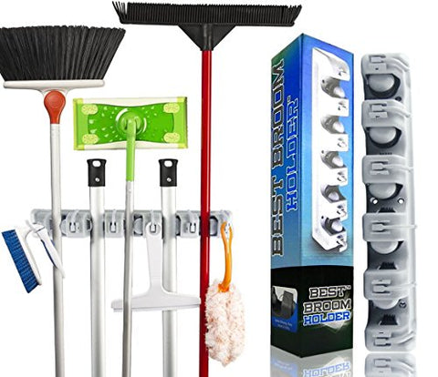 Best Broom Holder The Most Powerful Grippers Mop Broom Holder. 2 Pcs 100% Secure Non-Slide & Sturdy Wall Mount Broom Mop Holder & Organizer Effortless Installation (Screws Included). 10.2