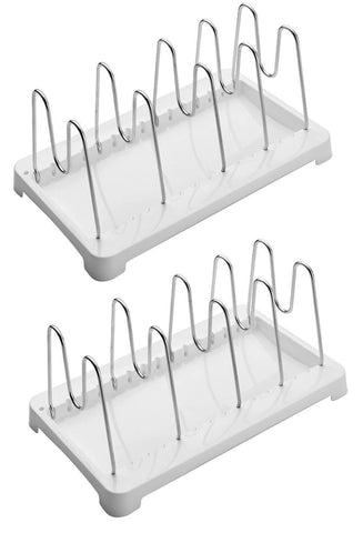 2 Pack Adjustable Pot Lid Holder Plate Rack, Pan and Pot Organizer for Kitchen Cabinet - SUS304 Stainless Steel Rust Proof