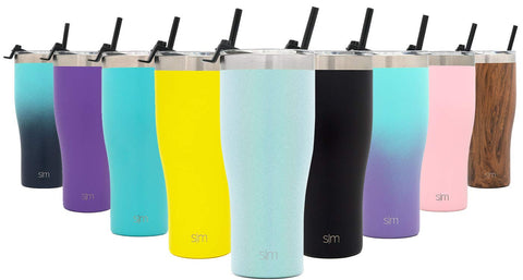 Simple Modern 32oz Slim Cruiser Tumbler with Straw & Closing Lid Travel Mug - Gift Double Wall Vacuum Insulated - 18/8 Stainless Steel Water Bottle Shimmer: Aqua Aura
