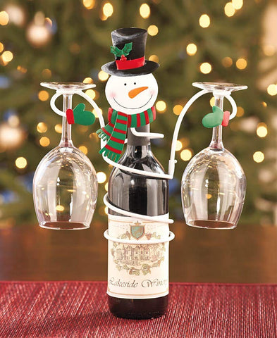 Holiday Snowman Wine Bottle & Glass Holder by LTD