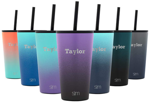 Simple Modern Personalized 16oz Classic Tumbler - Gifts for Men & Women Custom Laser Engraved Name - Vacuum Insulated Travel Mug Cup Ombre: Violet Sky