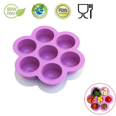 7 Holes Silicone Cooker Egg Cake Bake Molds for Instant Pot Accessories - Fits Instant Pot 5,6,8 qt Pressure Cooker, Reusable Storage Container and Freezer Tray with Lid, Baby Food container. Purple