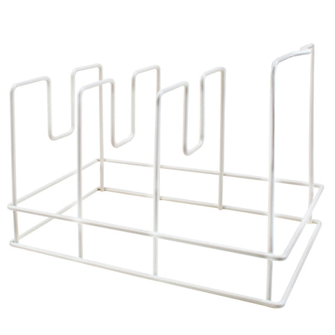 Bakeware Organizer Pans and Lids Storage Rack Holder for Kitchen Counter, Cabinet and Pantry, 3 Compartments, White