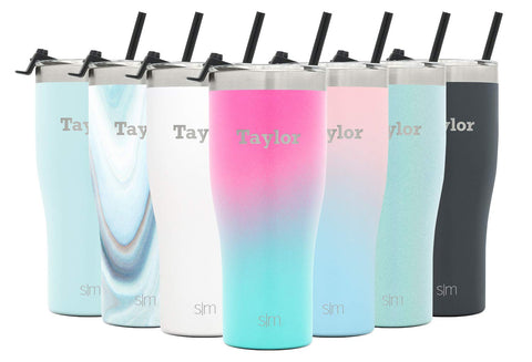Personalized Simple Modern 32oz Slim Cruiser Tumbler with Straw - Custom Laser Engraved Name - Vacuum Insulated Travel Mug Ombre: Sorbet