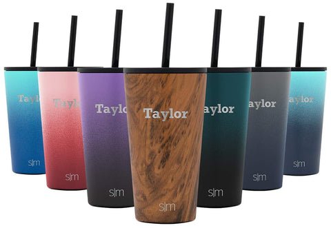 Simple Modern Personalized 24oz Classic Tumbler - Gifts for Men & Women Custom Laser Engraved Name - Vacuum Insulated Travel Mug Cup Pattern: Wood Grain