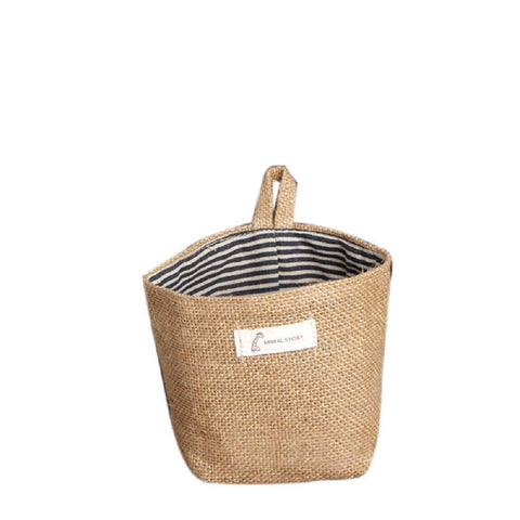 Storage Bag ,IEason Clearance Sale! Stripe Small Storage Sack Cloth Hanging Non Woven Storage Basket Bag (A)