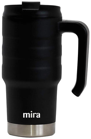 MIRA 20 oz Stainless Steel Travel Car Mug with Handle & Spill Proof Twist On Flip Lid | Vacuum Insulated Thermos Tumbler Keeps Coffee, Tea, Drinks Piping Hot or Ice Cold | French Blue