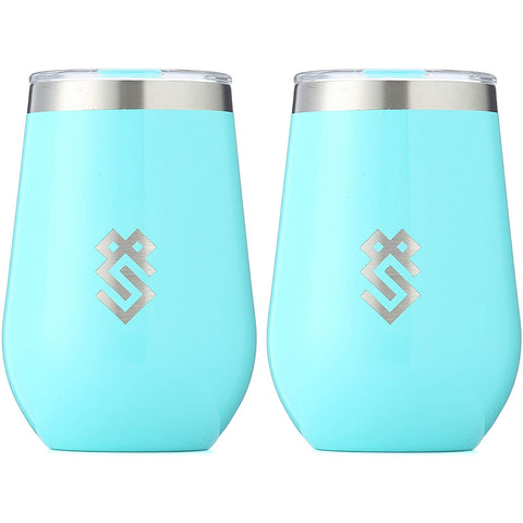 Summit Outdoor Wine Glasses, Vacuum Insulated Wine Tumbler With Lid, Stemless Metal Cup Design, Stainless Steel, Unbreakable, Shatterproof, Portable, Set of 2, Home, Travel or Camping. NEW SLIDING LID