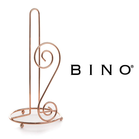BINO 'Orchid' Paper Towel Holder, Rose Gold - Free Standing Decorative Easy Tear Kitchen Paper Towel Roll Dispenser